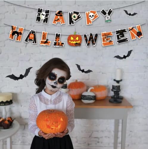 Image of FancyDressWale Happy Halloween Decorations Set,party props, Pumpkin Banners, Character Cutouts, 34 Pieces (Style-4)