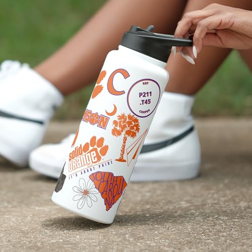 Image of Logo Brands NCAA Native 34 oz Quencher Water Bottle - | Local Icons Design | Double-Wall Insulated| Leak-Proof Lid & Built-In Straw