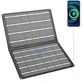 MARBERO 21W Foldable Solar Panel with USB-C USB-A Outputs for Phones, Power Banks, Tablets, Portable Solar Charger Waterproof for Camping, Hiking, Backpacking, Power Outage