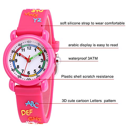 Image of Jewtme Cute Toddler Children Kids Watches Ages 3-8 Analog Time Teacher 3D Silicone Band Cartoon Watch for Little Girls Boys