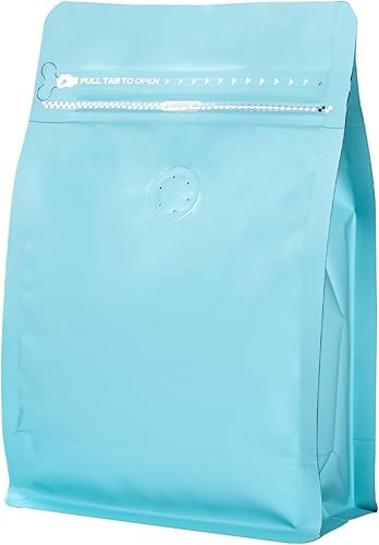 50 bolsas de café resellables con válvula (0.5 libras, 8 onzas), bolsas de café blancas con válvula de desgasificación unidireccional para bolsa de