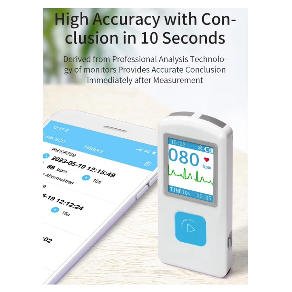 Moniteur ECG Bluetooth Portable, Électrocardiogramme Visible, Moniteur ECG Numérique Multifonction à Écran Couleur PM10.