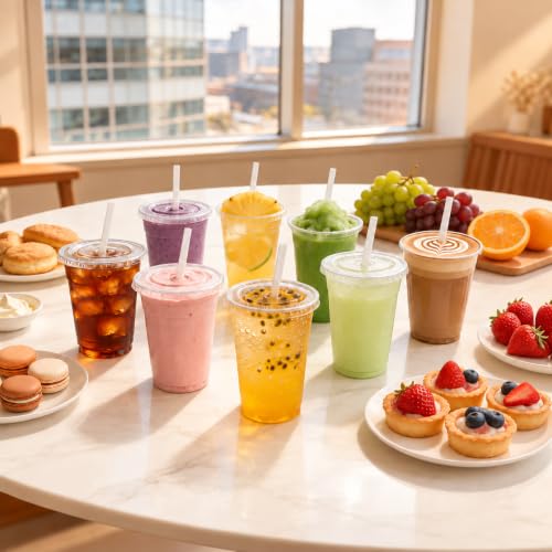  100 Pack 20oz Disposable Plastic Cups with Lids and Straws  - image 7