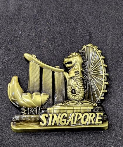 Image of DT DECTONE Regular Metal Fridge Magnet, Singapore 3D Metal Magnet for Fridge, Study Table, Office Desk, Premium Gift, Best Home Dcor Item for Travel Enthusiasts, Handmade Crafted Magnet-S1