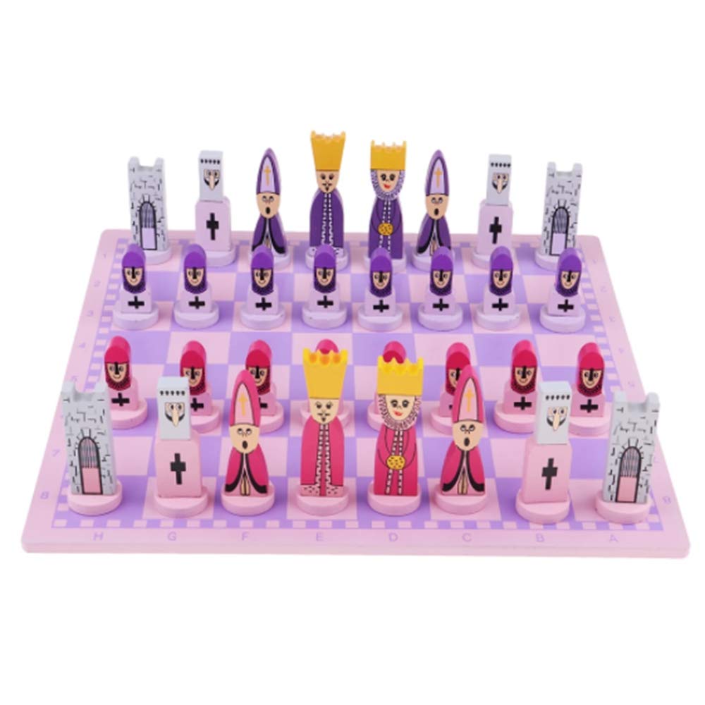 Jaywool Travel Chess Set with Chess Board Educational Toys for Kids and Adults Pink