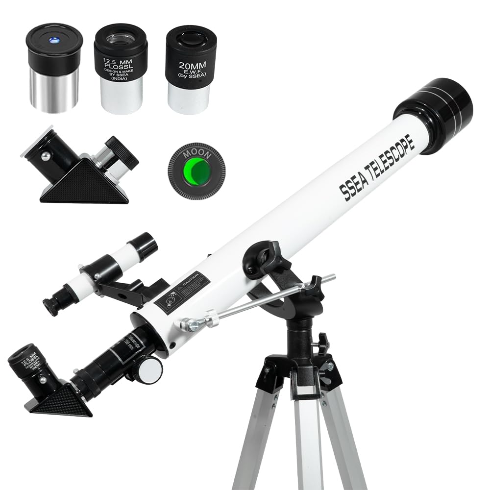 SSEA TELESCOPE Multiple Magnification Options,36x, 56x, 175x Power with 3 Multi Power Eye psc Model 60700 Zoom Refractor Telescope