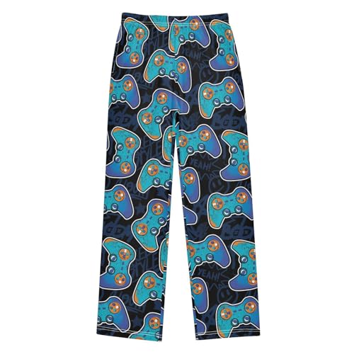 CaTaKu Boys Colorful Joystick Game Pants for Boys Girls Wide Leg Sweatpants Kids Long Bottoms with Pockets Size 6-14Y