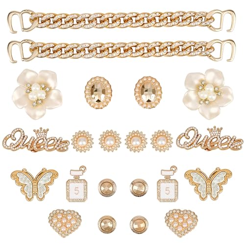 Kit De 18 Breloques à Cristaux Pour Sabots - Décorations Amovibles Style Fleur Et Cœur - Personnalisez Vos Chaussures !