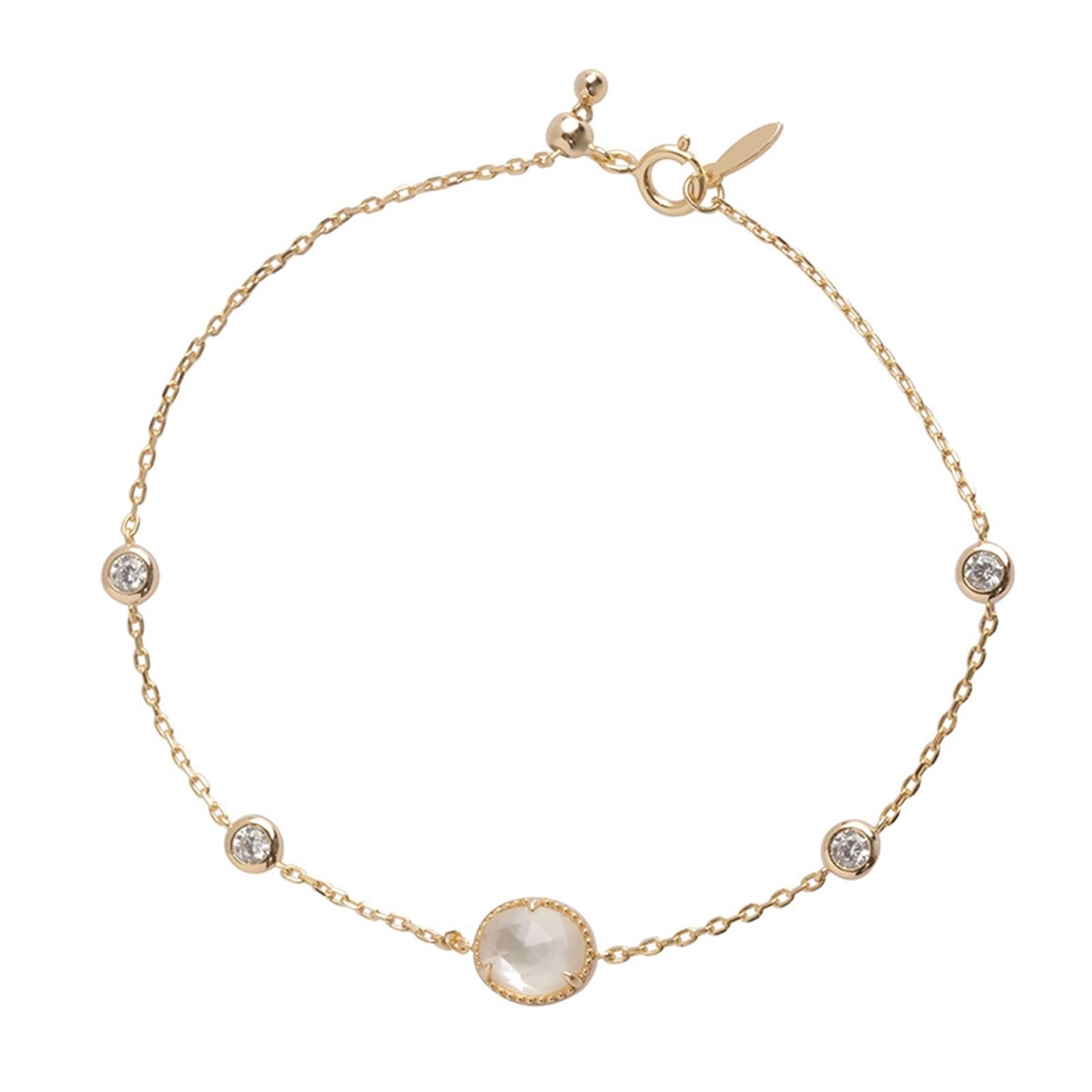 Gold 9K/14K/18K Armband Echt Schmuck mit Oval Mondstein Klassiker