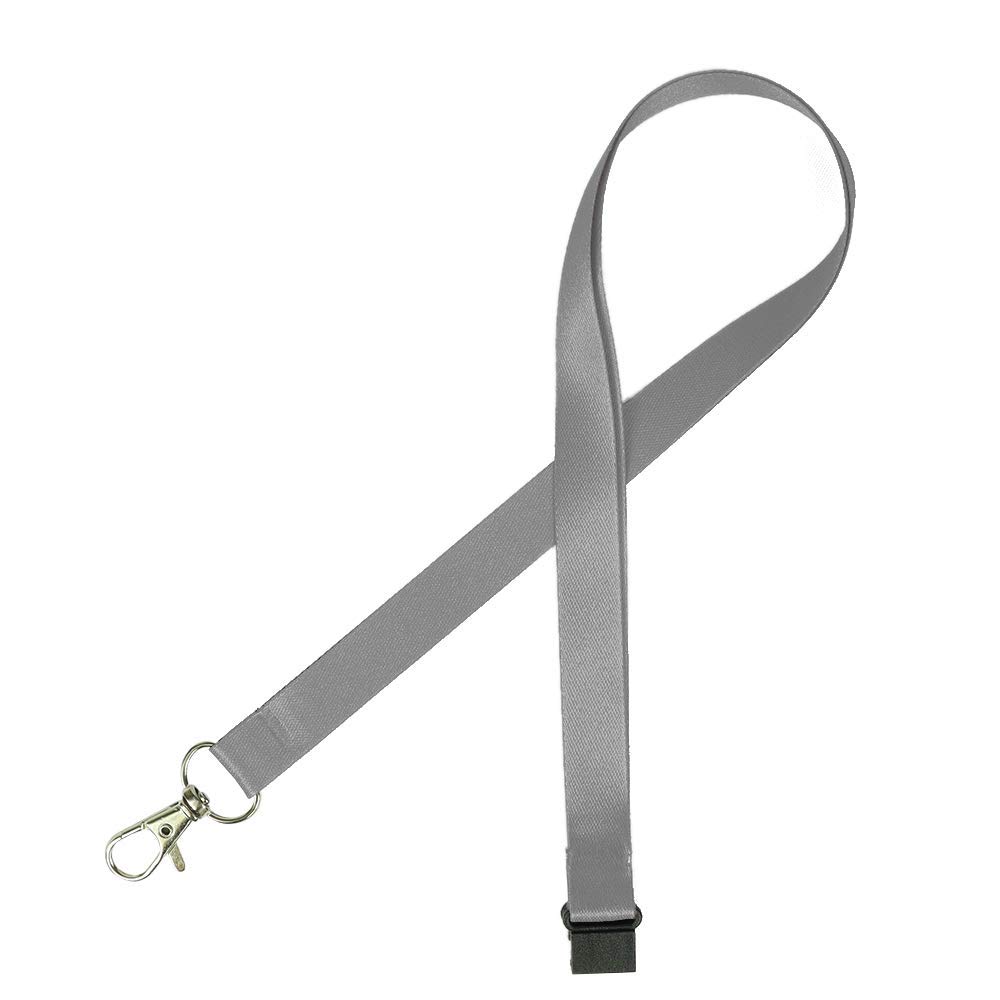 Pack of 100 Silver Lanyards perfect for ID Cards, Name Badges, USB Drives, and Much More - Durable Breakaway Silver Lanyard Neck Strap Suitable for Everyday Uses