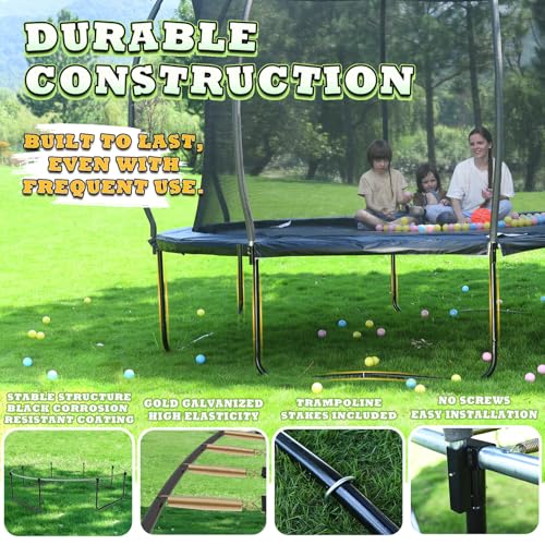 ACWARM HOME 8FT Trampoline Outdoor with Net,Recreational Trampolines for Kids and Adults, ASTM Approved, Black