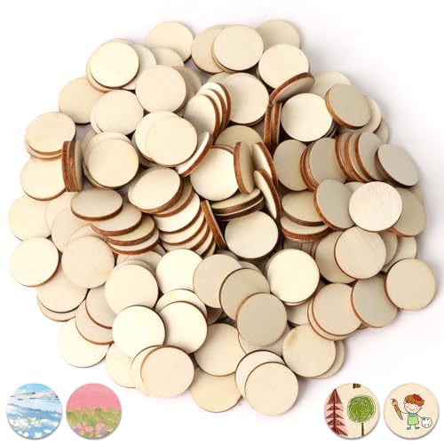 400 discos redondos de madeira de 2 cm para artesanato, mini discos de madeira natural não tratados para artesanato, decoração de casamento, artesanato, scrapbooking, letreiros de madeira, ornamentos