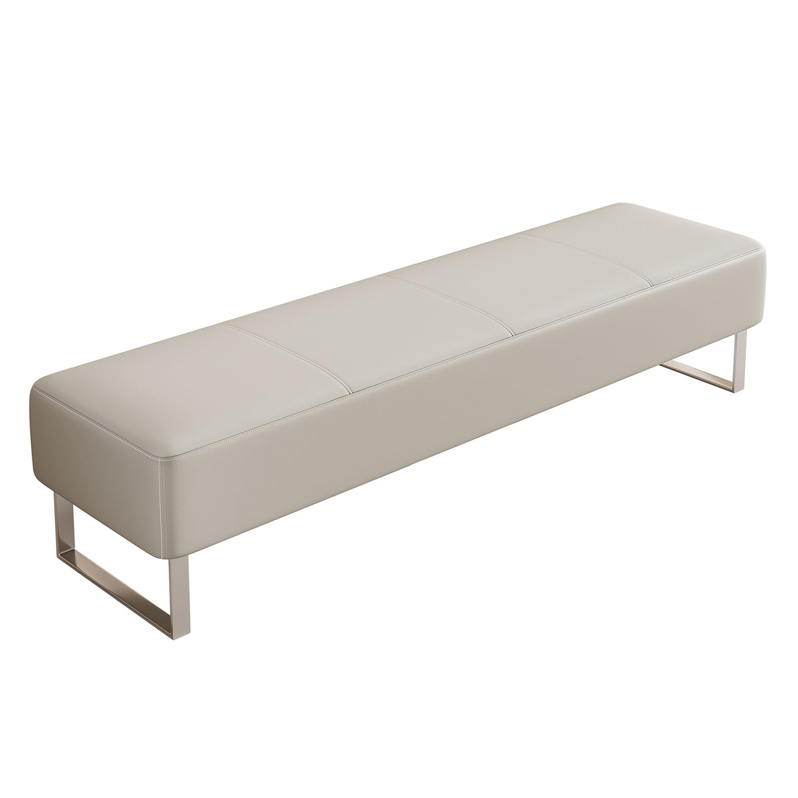 Elegante banco de recepción de piel sintética color beige para oficina y zonas de espera, 120 x 40 x 40 cm, ideal para aeropuertos, hospitales, salones, solución de asiento elegante