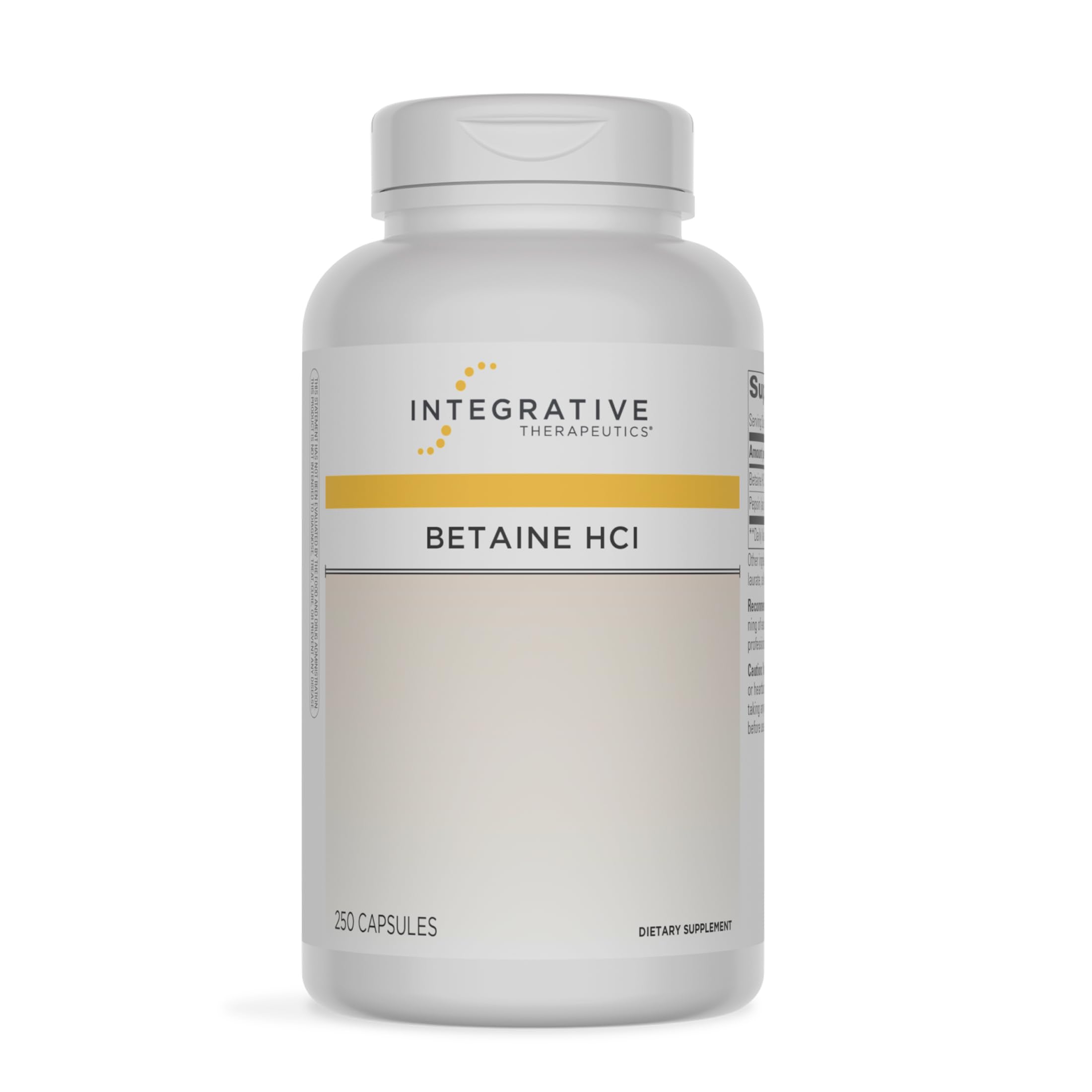 Amazon.com: Integrative Therapeutics Betaine HCl - Digestive Support with  Digestive Enzymes for Healthy Stomach Acidity* - Supports Gastric Function  & Protein Digestion* - Dairy-Free