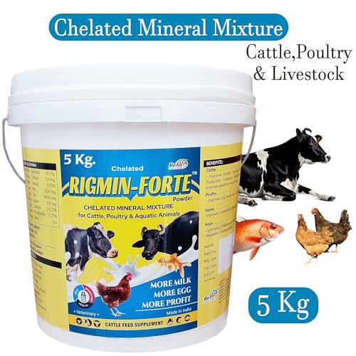 Image of REFIT ANIMAL CARE Chelated Mineral Mixture for Cow, Cattle, Buffalo, Goat, Chicken, Broilers, Poultry and Other Livestock Animals, 5 kg, Rigmin Forte