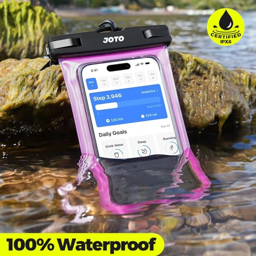 Image of JOTO Up to 7 inch Universal Waterproof Phone Case for iPhone 17 Air 16 15 14 13 12 11 Plus Pro Max, IPX8 Cellphone Dry Bag XR X SE, Galaxy S23 S22 S21 S20+ S20 S10 Plus Note, Pixel -Pink