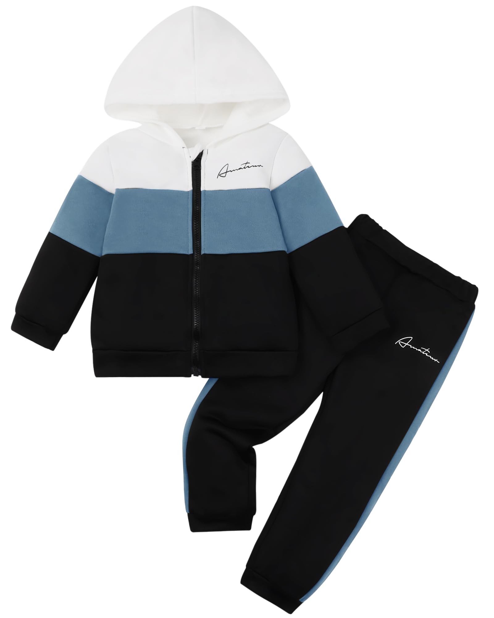 Hotfiary Survêtement 2 pièces pour garçon - Veste à capuche à manches longues - Haut et pantalon de jogging - Pantalon de jogging - Pour la course à pied, la marche, la randonnée - Âge 2, 3, 4, 5, 6,