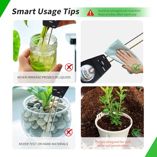 Soil Test Kit, ph Soil Tester for Garden Soil - 3-in-1 Digital Soil Moisture Meter, Soil pH Meter & Fertility Soil Tester for Indoor & Outdoor Garden, Farm, Patio, Lawn,Black - Image 6