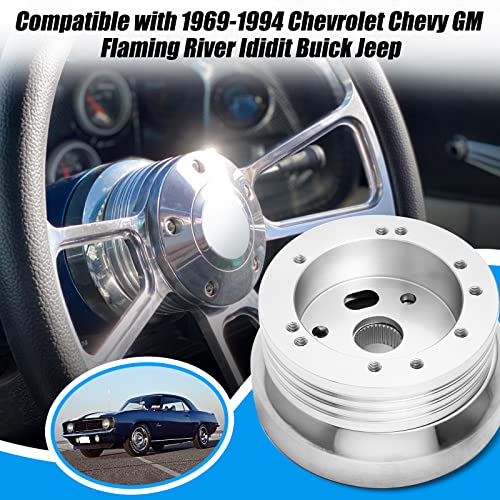 Temsone 5 & 6 Hole Billet Steering Wheel Hub Adapter Compatible With 1969-1994 Chevrolet Chevy Gm Flaming River Ididit Buick Jeep Pontiac Oldsmobile #TOP1
