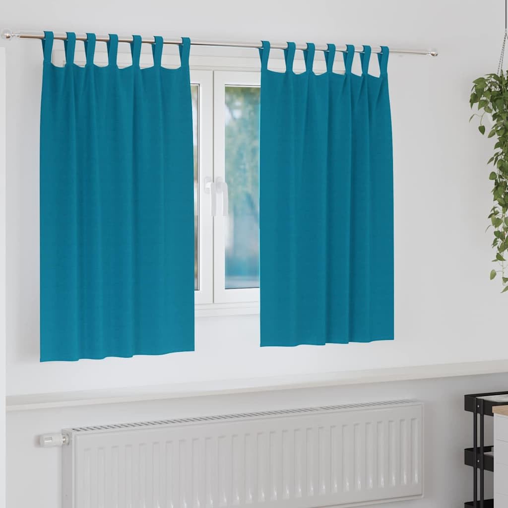 Verdunkelungs-Vorhänge mit Ringen, 2 Stück Türkis, 140 x 140 cm, Blickdicht und Thermo, für Schlafzimmer Wohnzimmer Kinderzimmer, mit Ösen und Kräuselband, Sichtschutz und Kälteschutz