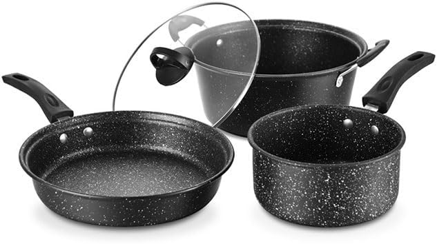 Medical Stone Coated Non Stick Cookware Set Three Piece Kitchen Pot