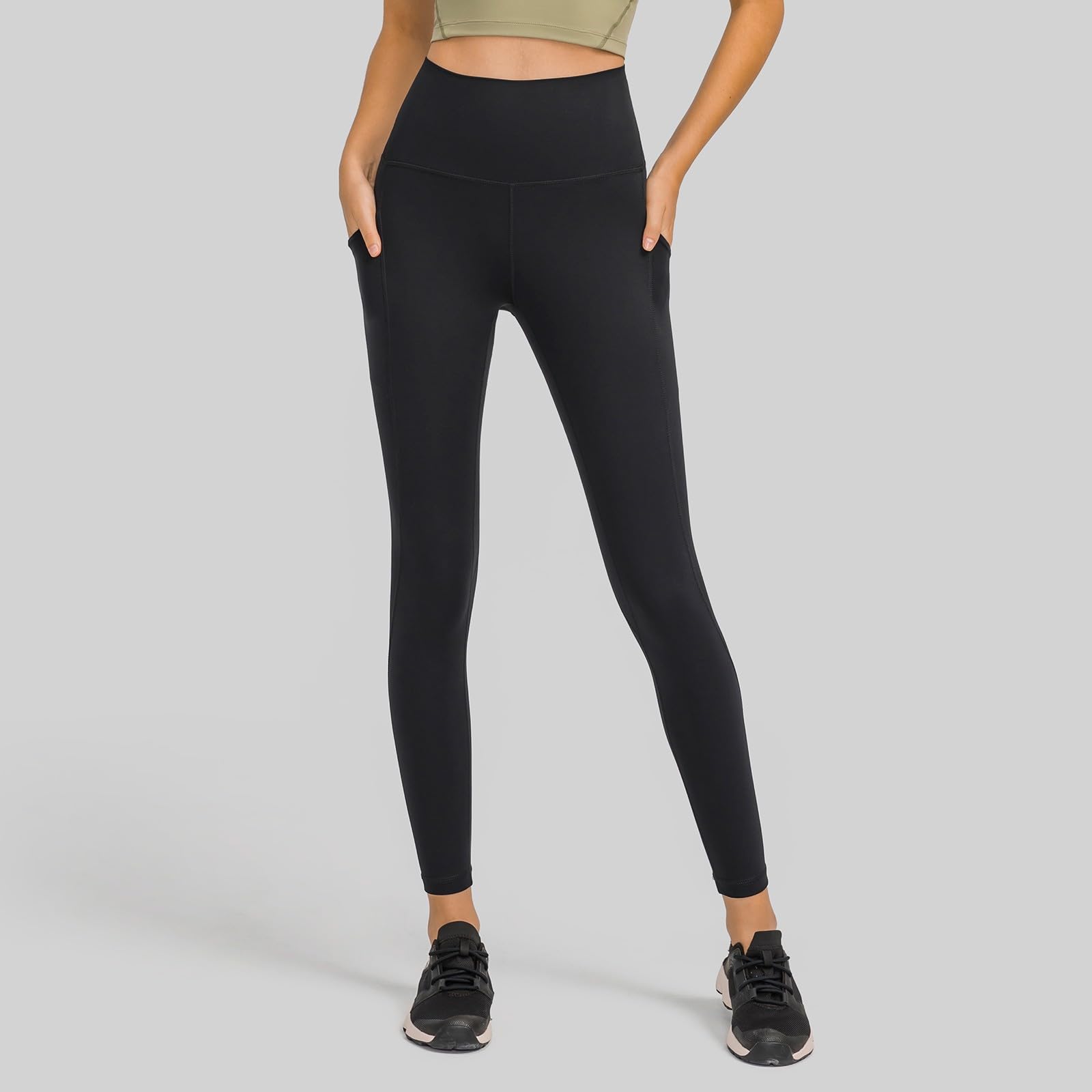 Leggins Sportivi Donna Completo Pilates Yoga Senza Cuciture Pantaloni 3/4 Leggings Scrunch Cotone Lunghi Vita Alta Pantalone Palestra