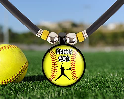Softball Pitcher Charm Necklace- Girls And Women's Softball Pendant Jewelry - Customized Softball Necklace With Name And Number- Perfect For Softball Players, Softball Moms, Softball Teams And Coaches #TOP2