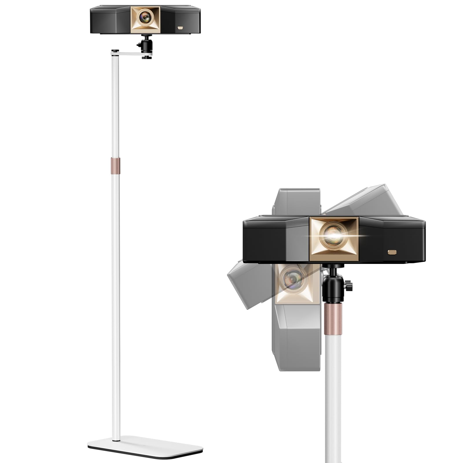 PUTORSEN Beamer Ständer, Projektorständer mit 360° Schwenkbarer,Tragkraft bis zu 5kg , kompatibel mit Beamern, Kameras & Webcams für Zuhause, Büro & Outdoor,Weiß