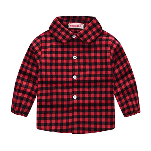 Long Sleeve Button Up Shirts for Toddler Boys Girls Plaid Shirt Baby Casual Button Down Blouse Top Fall Winter Clothes