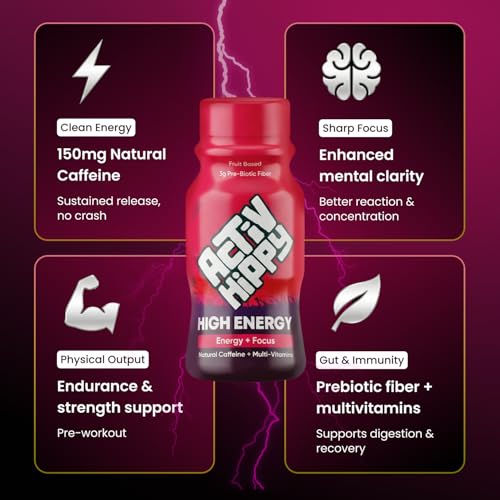 Image of ActivHippy High Energy Drink Shots | With 150 mg Natural Caffeine | No Added Sugar | Cola Twist Flavour| Pack of 6 x 60 ml