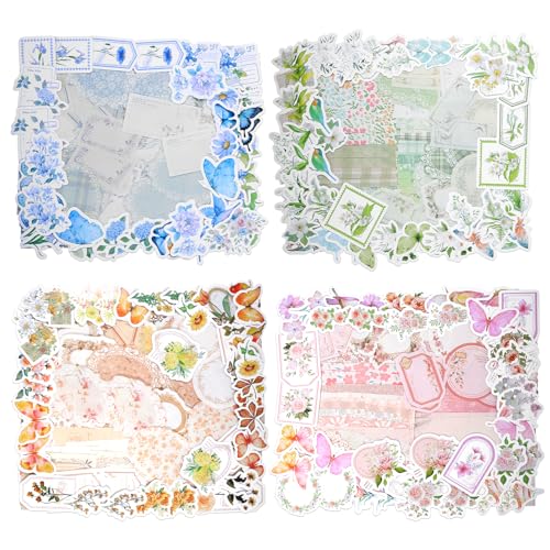 400 Pcs Vintage Scrapbooking Supplies Kit Floral Scrapbook Paper ...