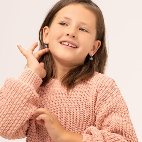 925 Sterling Silver Cubic Zirconia Dangle Hoop Flower Earrings for Girls & Teens - Sparkling CZ Floral Jewelry for Nature Loving Little Girls - Adorable Flower Dangle Earrings2