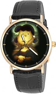 Mona Lucy, Witty Lucy as The Mona Lisa Vintage Art Peanuts Snoopy Solid Brass Ladies' / Girls' Watch, Red and White, Quartz Movement