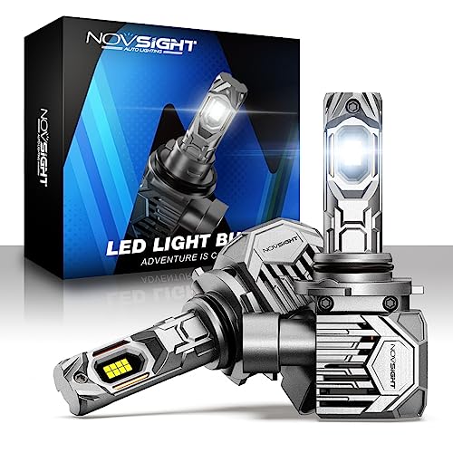 NOVSIGHT 9005 LED Fog Light Bulbs,50000 Lumens 6500K Cool White Light,800% Brightness,Plug and Play, Pack of 2