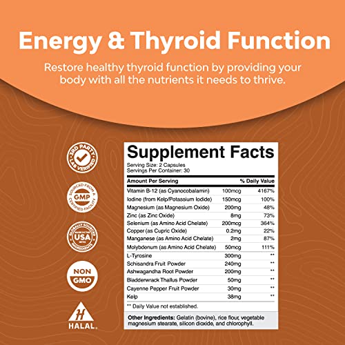 Bundle Of Herbal Thyroid Support Complex And High Absorption Magnesium Complex - Mood Enhancer Energy Supplement For Thyroid Health - With Magnesium Oxide For Sleep Stomach Digestion And Mood Support #TOP1