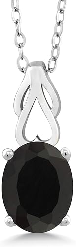 Collar con colgante de piedras preciosas de ónix negro de plata de ley 925 para mujer 200 quilates ovalados con cadena de plata de 180in