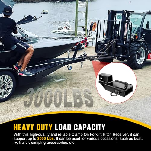 Image of Nilight Forklift Trailer Hitch Attachment Fits 2 Inch Receiver Clamp on Pallet Fork Trailer Towing Adapter with Safety Chain & 5 /8 inch Hitch Pin Clip Black