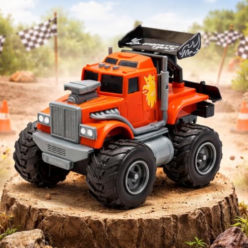 Image of Storio Monster Truck City Service Friction Car Toy | Push & Go Monster Truck with Lights & Sounds | Battery-Free Toy Vehicle for Kids Boys & Girls | Random Colour