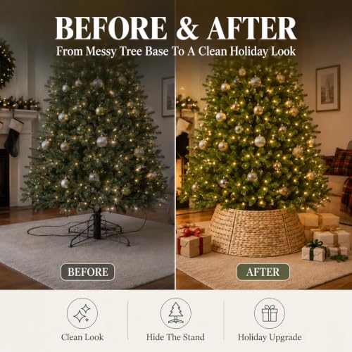 Christmas Tree Collar 28 Inch, Woven Rattan Tree Skirt for Artificial Trees - image 2