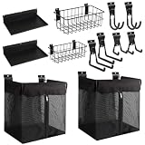 ZORUNNA Slatwall-Körbe mit Reißverschluss, 6 robuste Lamellenwand-Haken, 2 Metall-Lamellen-Wandkörbe und 2 Slatwall-Regale, Zubehör, Wandaufbewahrungs-Organizer für Garage, Sportausrüstung, Spielzeug