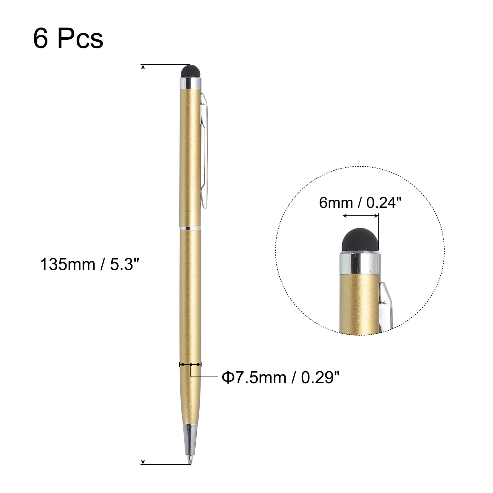 QUARKZMAN 6 Pezzi Punte Di Ricambio Per Penna Stilo Universali - Fibra Conduttiva 6mm