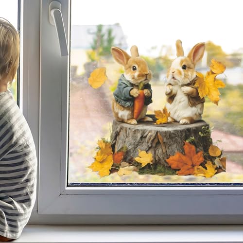 Vinilos decorativos Achang con conejitos otoñales acuarelados miniatura 3