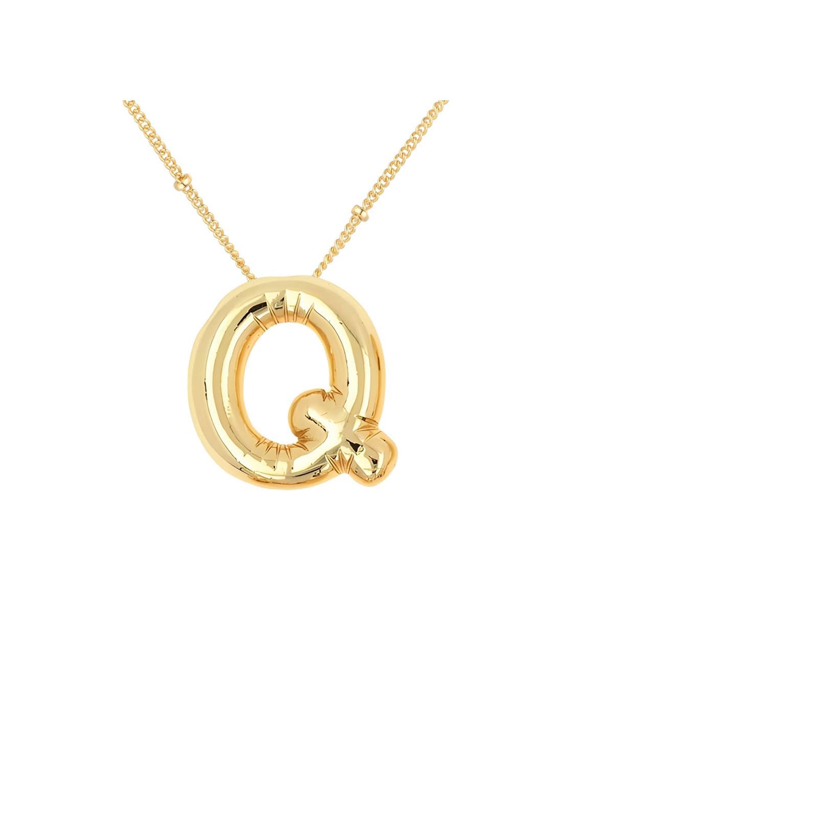 LIU JUN Bubble Letter Necklace For Women, Balloon Initial Alphabet Pendant 18k Gold Plated Dainty Statement Gift Jewelry