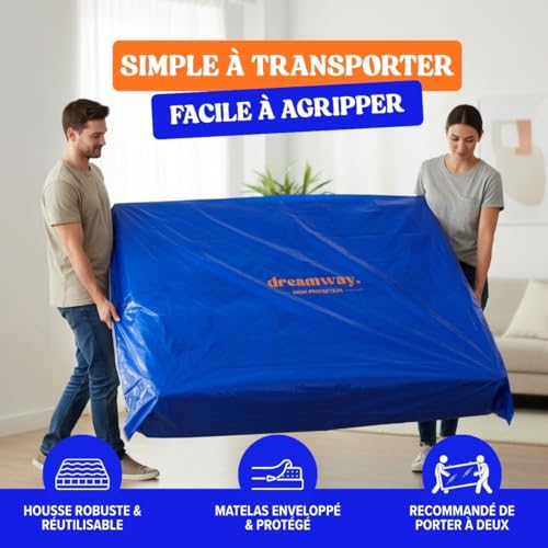 Housse matelas 160x200 pour déménagement et stockage étanche