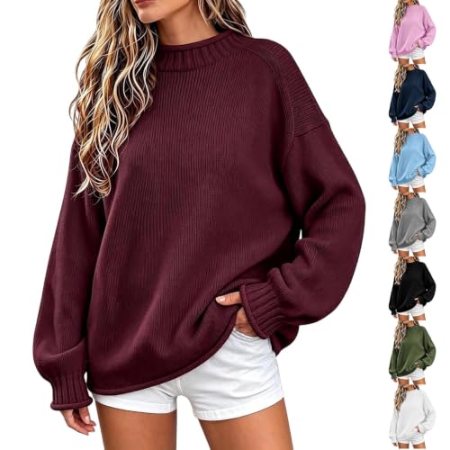 Knit Sweater for Women Oversized Long Sleeve Crewneck Tops Fall Pullover - image 1