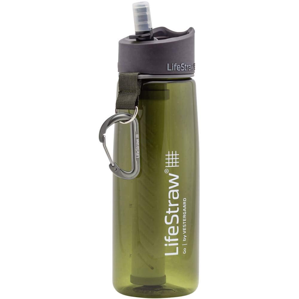 LifeStraw Go d’Eau Bouteille avec Paille de Filtre intégrée Filter Bottle Unisex-Adult, Vert | Bouteille filtrante à eau avec paille filtrante intégrée en 2 étapes pour la randonnée, les voyages et les voyages