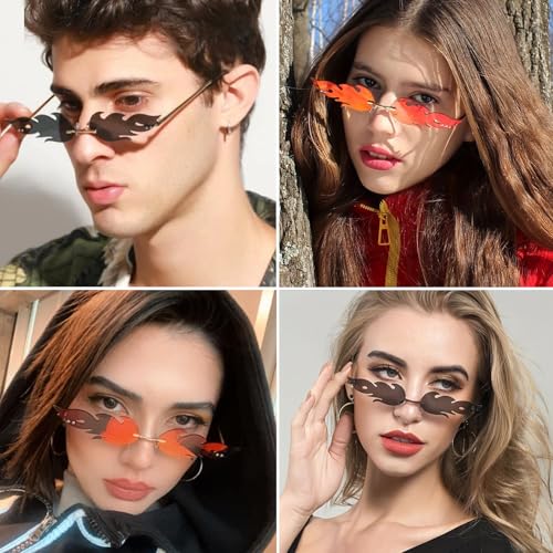 Flame Glasses for Women Men Wave Fire Shaped Glasses Party Supplies for Mardi Gras Accessories Cosplay3