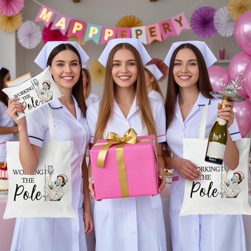 Image of Y1tvei Canvas Bags Gifts, Tote Bag with Makeup Pouch, Birthday Party Favors
