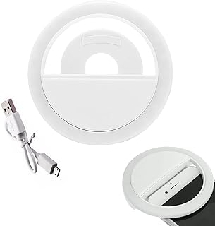Selfie Light, LED Ring Light with 3 Light Modes, Clip-On Ring Light, Webcam Lighting with Clip, Dimmable Selfie Light for Phone, Tablet, Laptop, Zoom Meeting, Makeup, Vlog, Video Conference, White