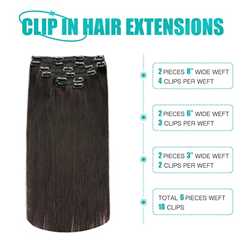 Extensions à clip 50cm cheveux Remy lisses SURNEL noir 120g #1B